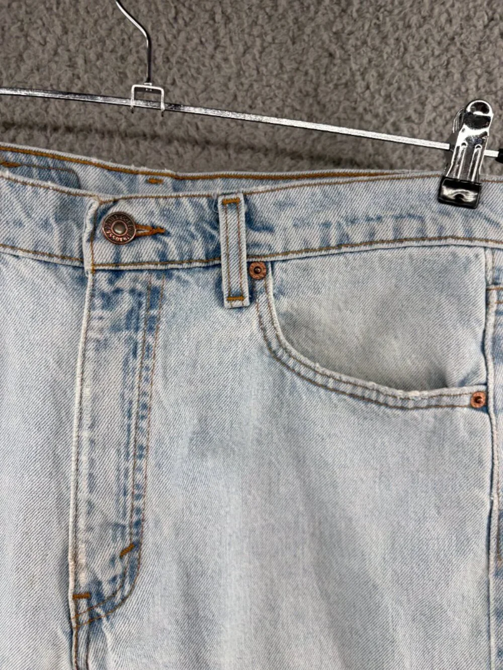 Vintage 90s Levi’s 550 Jeans Made USA 34x34 Light Wash Distressed Stained